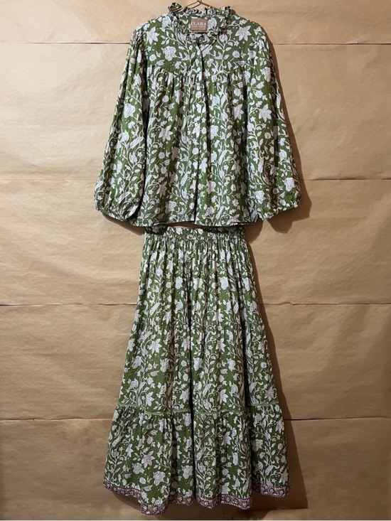 Clara The Label Dresses & Skirts - CLARA Olive Green Floral Maxi Skirt
